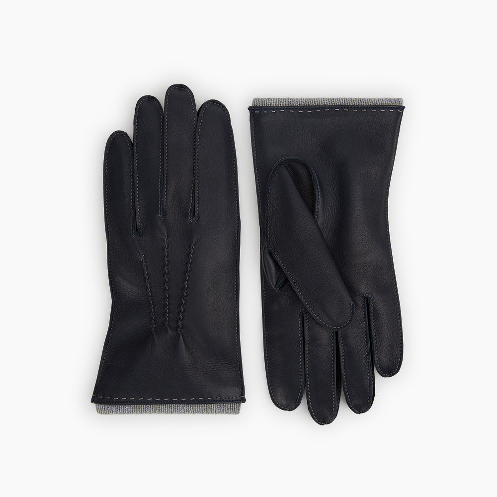 Navy/Grey Cashmere-Lined Hairsheep Leather Gloves – Turnbull & Asser