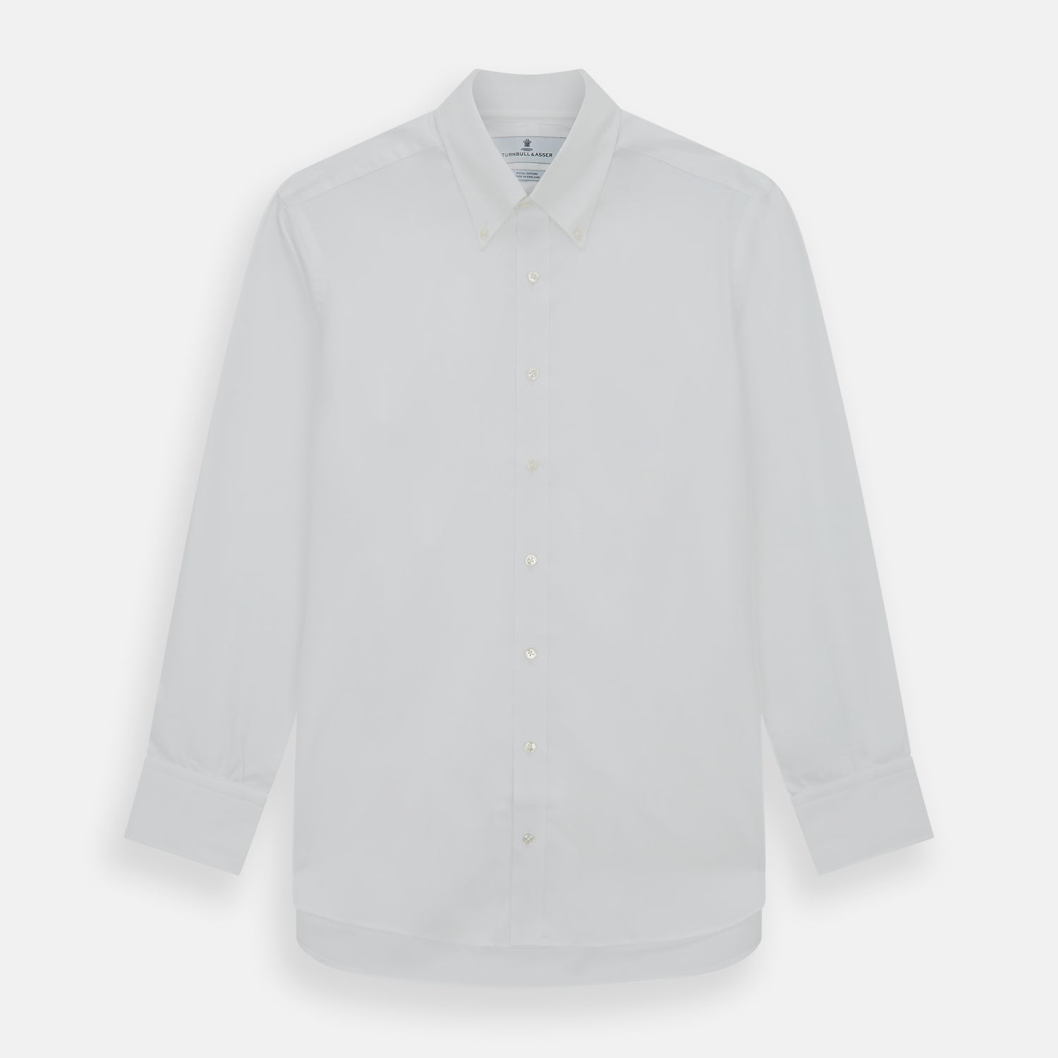 Turnbull & Asser White Royal Oxford Cotton Shirt With Button-Down Collar And 3-Button Cuffs