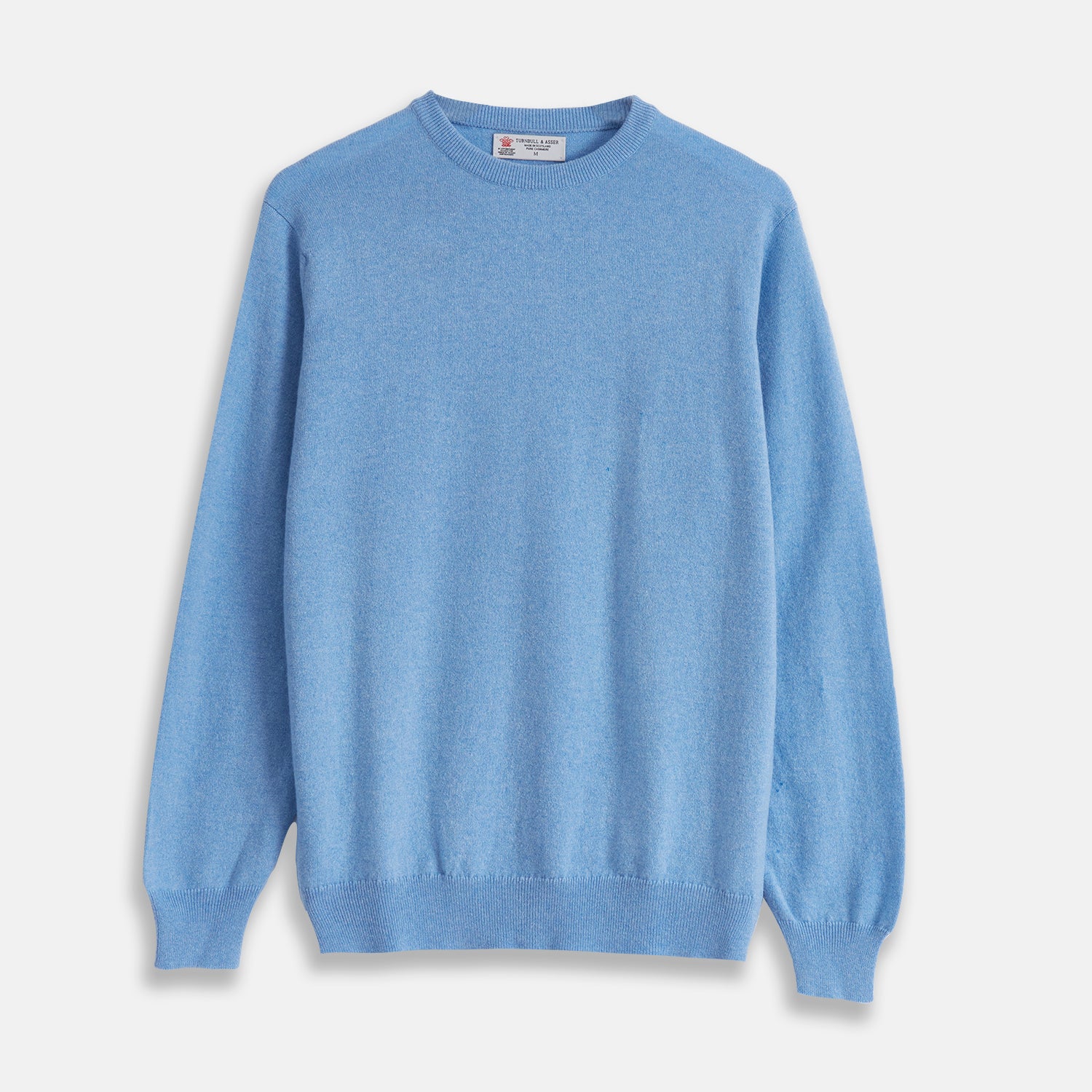 Sky Blue Fine Cashmere Crew Neck Sweater | Turnbull & Asser