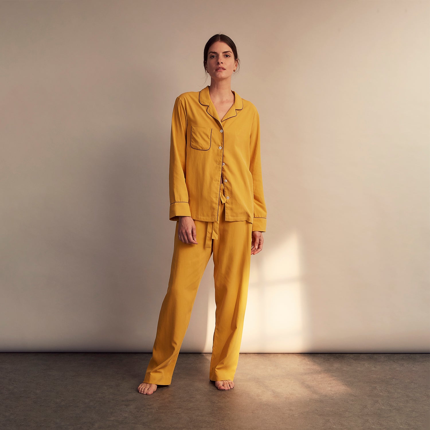 Turnbull & Asser Women's Gold Silk Harriet Pyjamas Set
