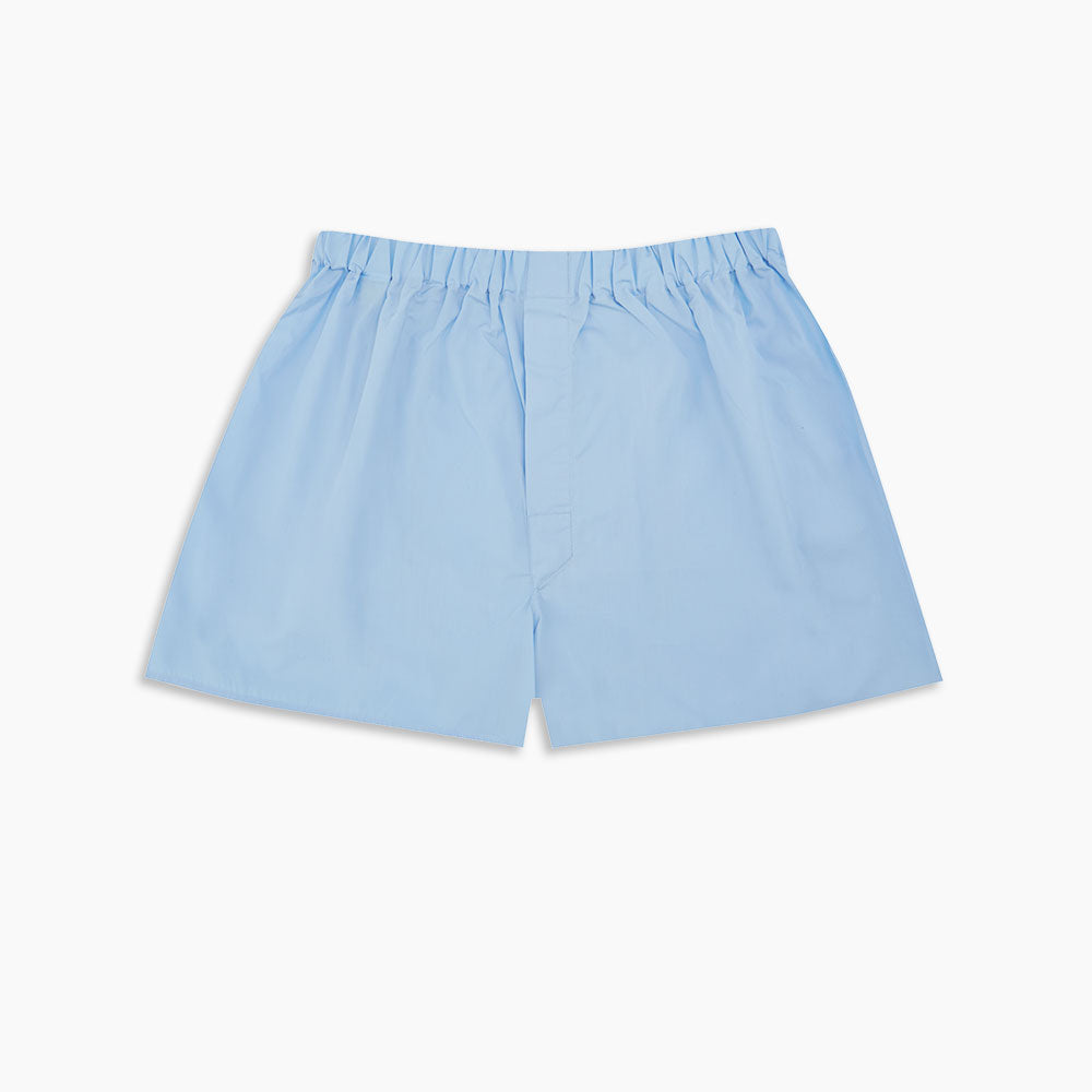 Turnbull & Asser Plain Light Blue Cotton Boxer Shorts