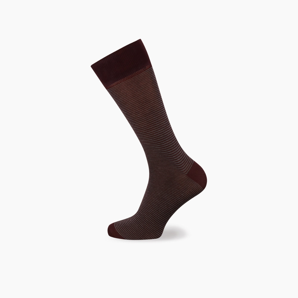 Burgundy And Charcoal Stripe Cotton Mix Short Socks Turnbull And Asser