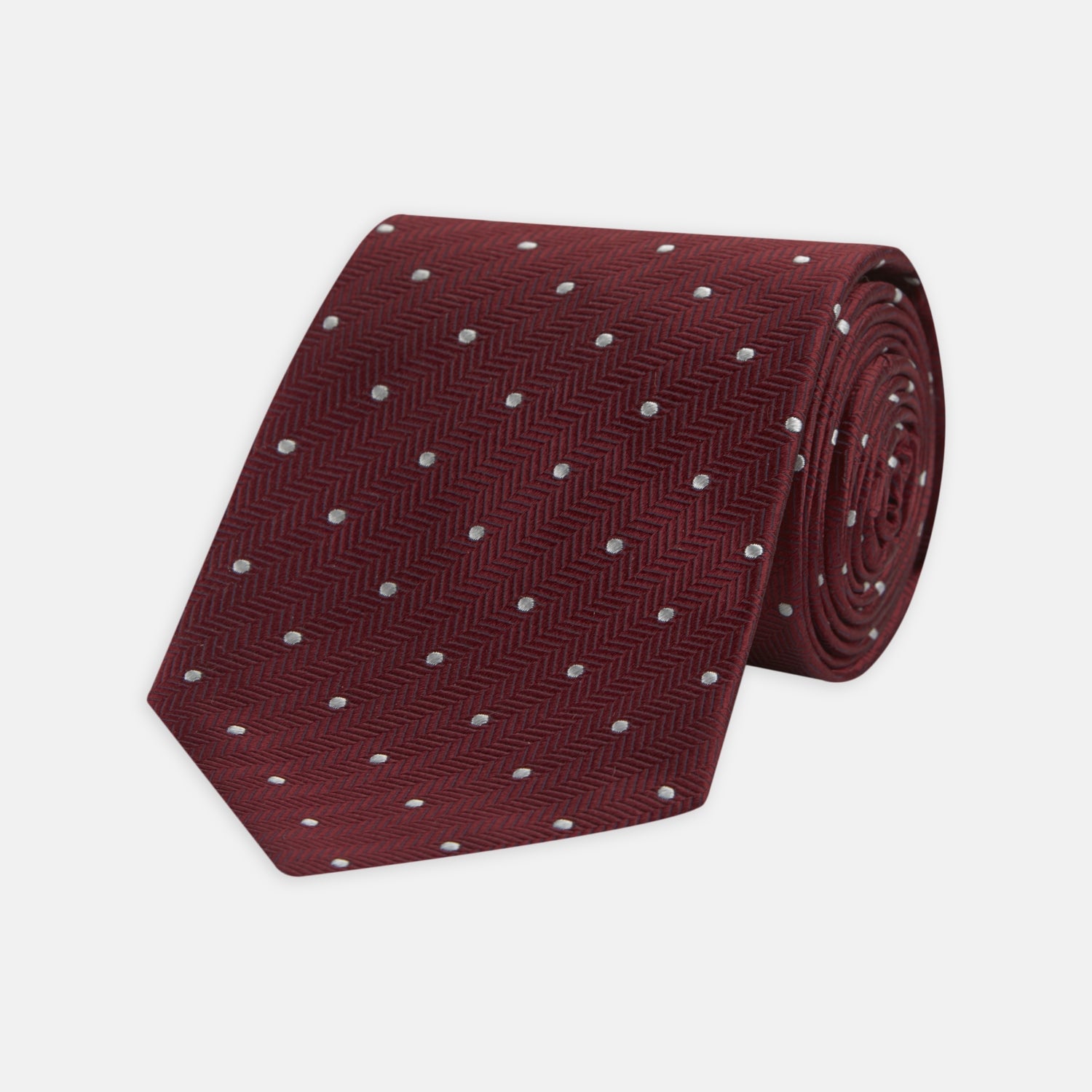 Garnet Red Tie. Woven Herringbone Silk Tie. Jewel Tone Ruby 