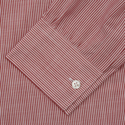 Dark Red Chambray Stripe Weekend Fit Shirt With Dorset Collar Image 4