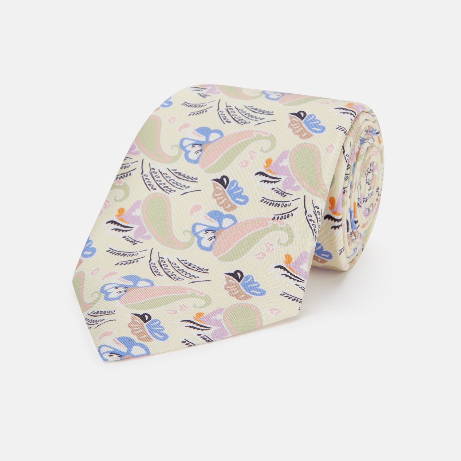 View 1 of product Cream Multi Bloomsbury-Inspired Pattern Silk Tie