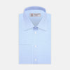 Light Blue Herringbone Superfine Cotton Shirt with T&A Collar and 3-Button Cuffs