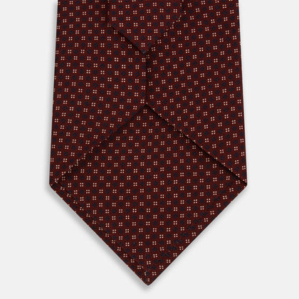 Burgundy Geometric Motif Silk Tie Image 2