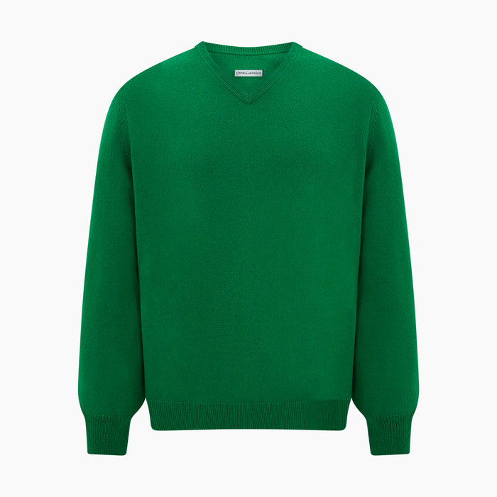 Grass Green Cashmere V-neck Jumper Image 4