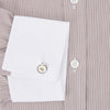 View 4 of product Burgundy Hairline Stripe Shirt with Contrast Collar and Double Cuffs