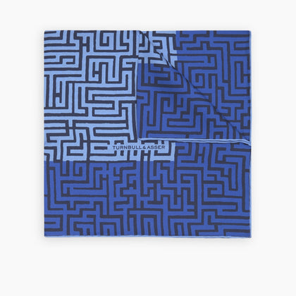 Blue Maze Silk Pocket Square Image 4