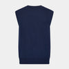 Navy Fine Merino V-Neck Sleeveless Cardigan