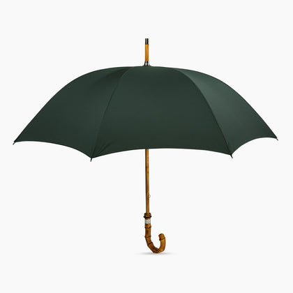 Forest Green Umbrella with Whangee Crook Handle Image 3