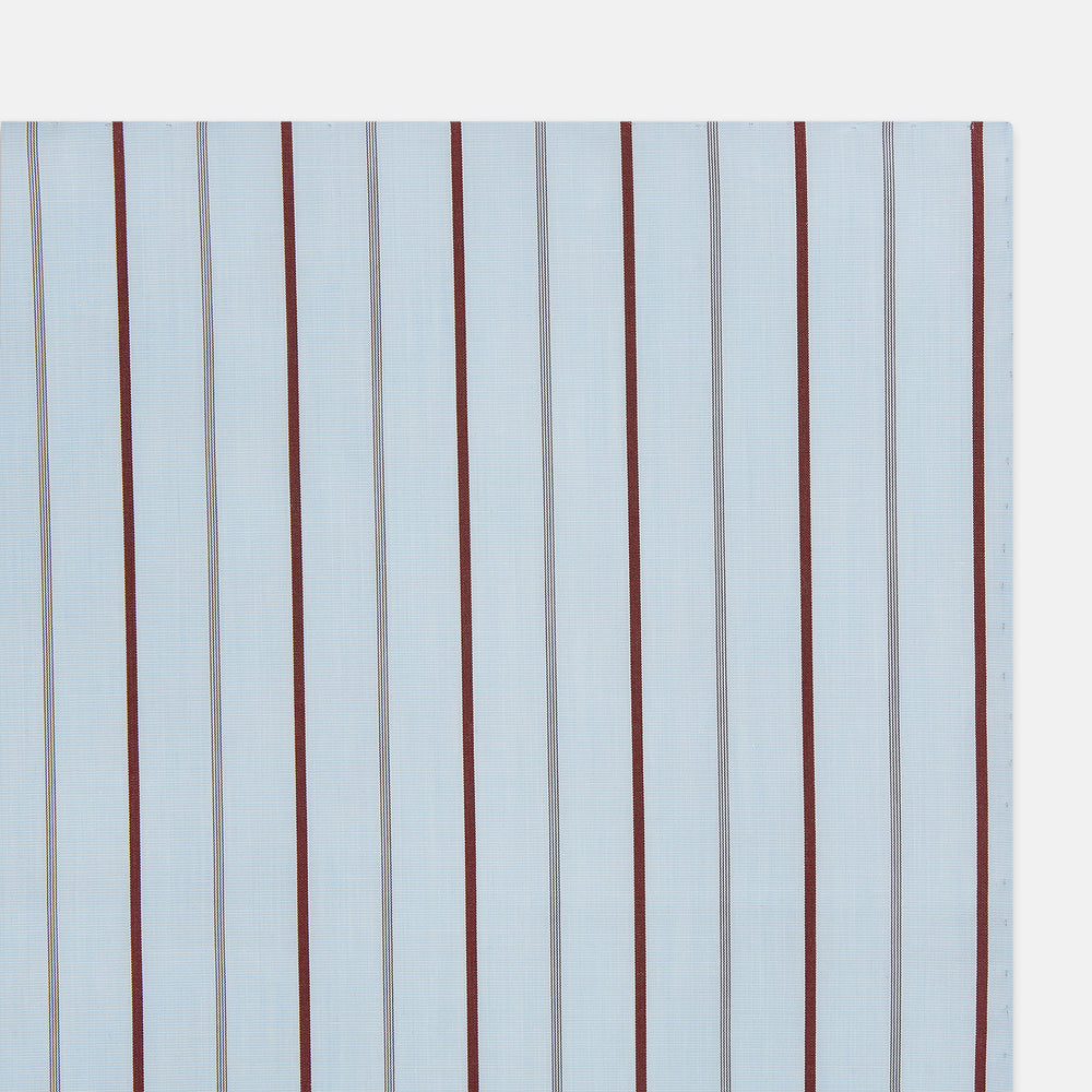 Burgundy Wide Pinstripe Hand-Rolled Handkerchief