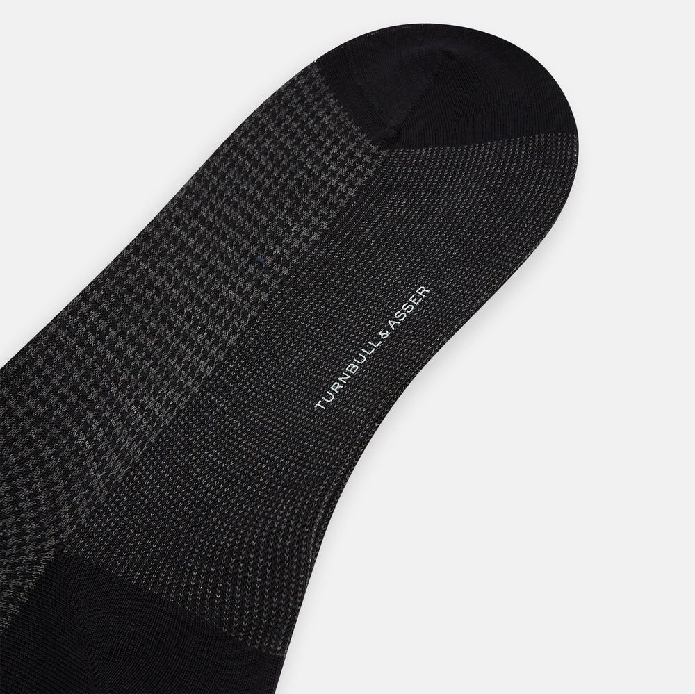 Charcoal Melange Houndstooth Long Socks