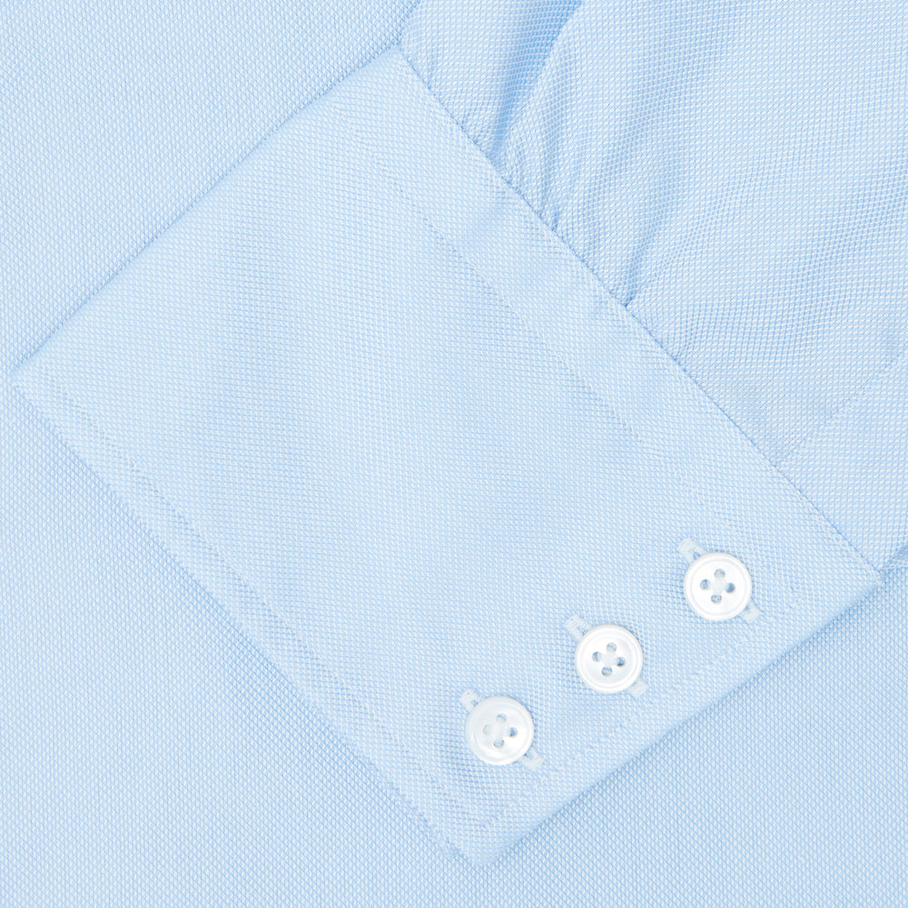 Light Blue Royal Oxford Cotton Shirt with Button-Down Collar and 3-Button Cuffs
