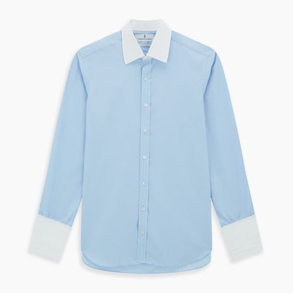 Light Blue End-on-End Shirt with Contrast T&A Collar and Double Cuffs Image 6