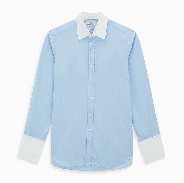 Light Blue End-on-End Shirt with Contrast T&A Collar and Double Cuffs Image 6