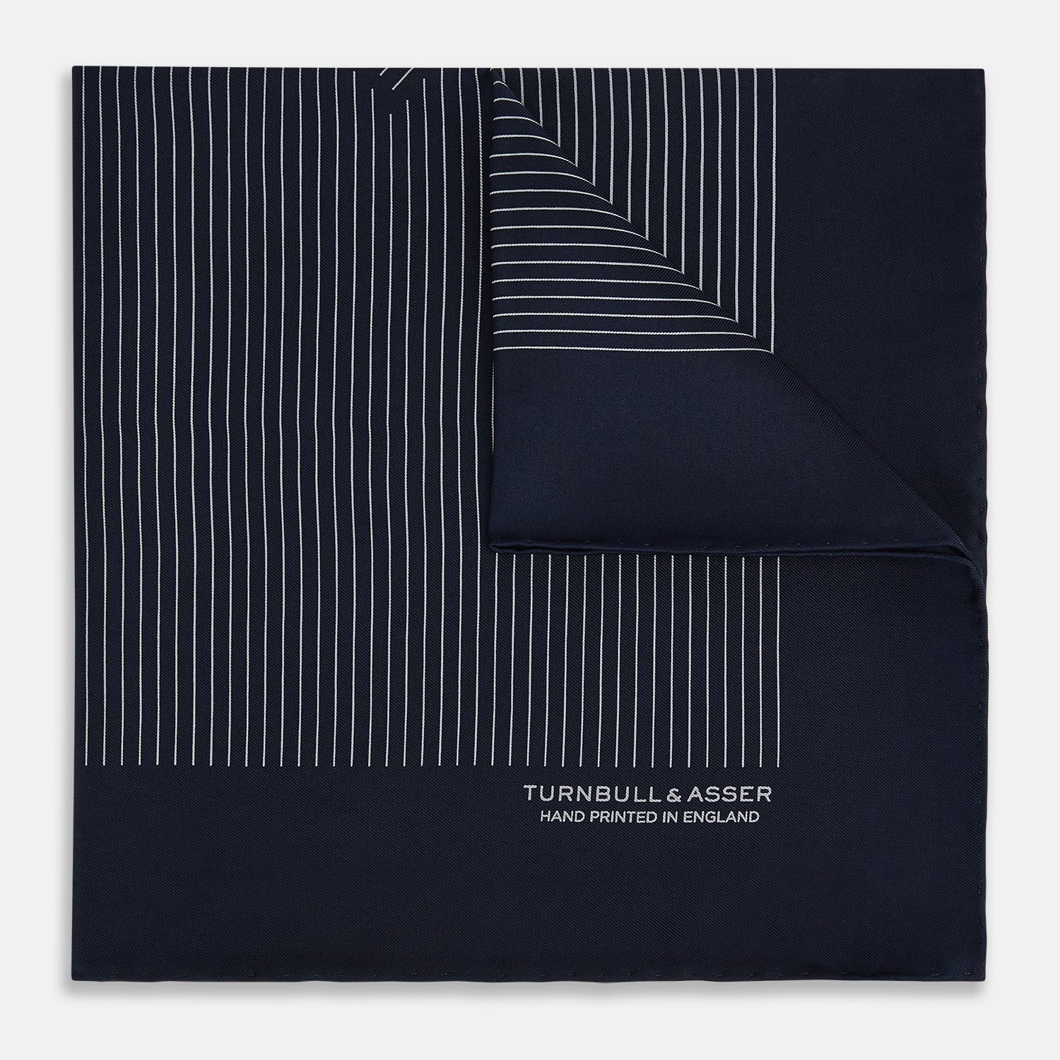 View 1 of product Navy and Grey Stripe Silk Pocket Square