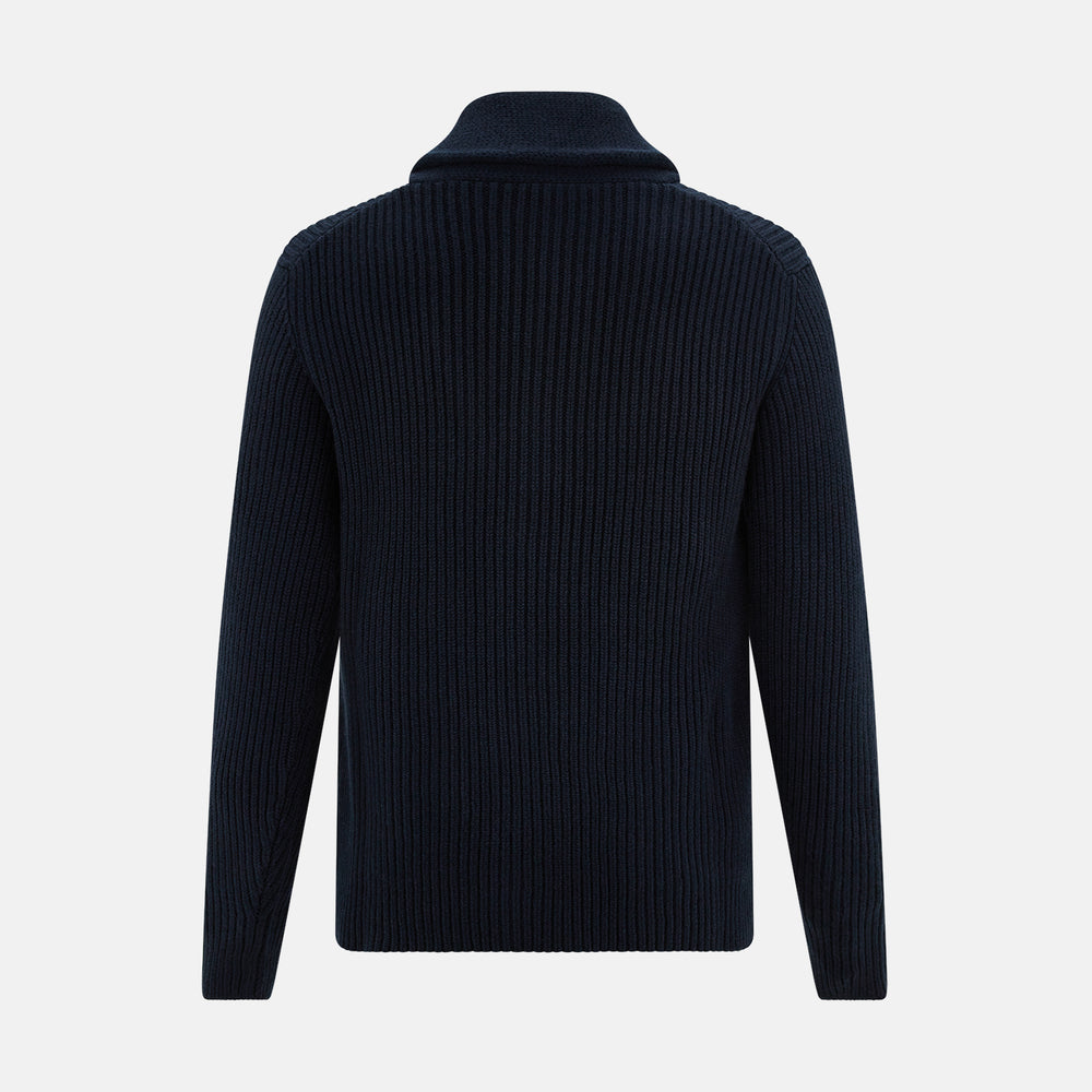 Midnight Blue Cashmere Shawl Collar Cardigan