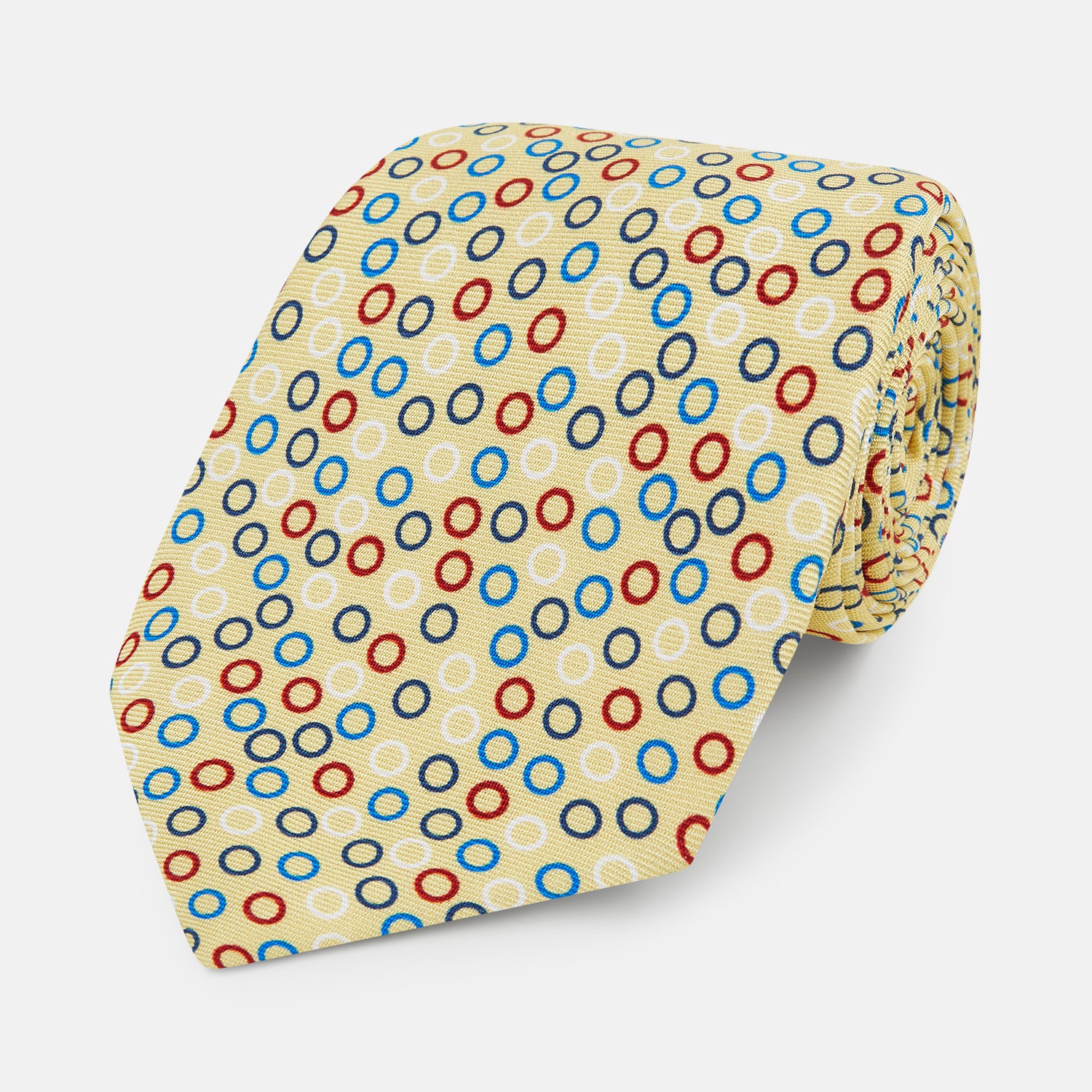 View 1 of product Multi-coloured Circle Yellow Printed Silk Tie