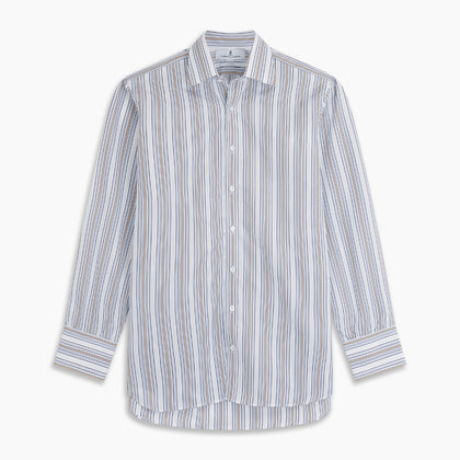 Sand Multi Stripe Regular Fit Shirt with T&A Collar & 3 Button Cuffs Image 5