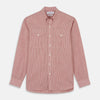 View 1 of product Dark Red Chambray Stripe Weekend Fit Shirt With Dorset Collar