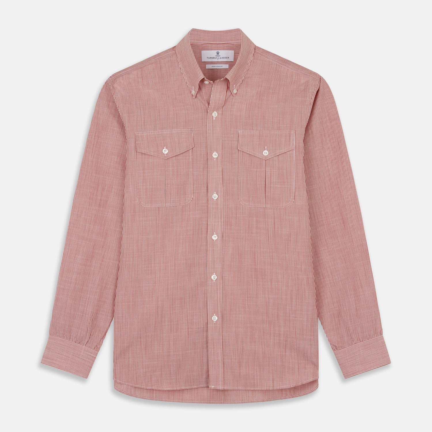 View 1 of product Dark Red Chambray Stripe Weekend Fit Shirt With Dorset Collar