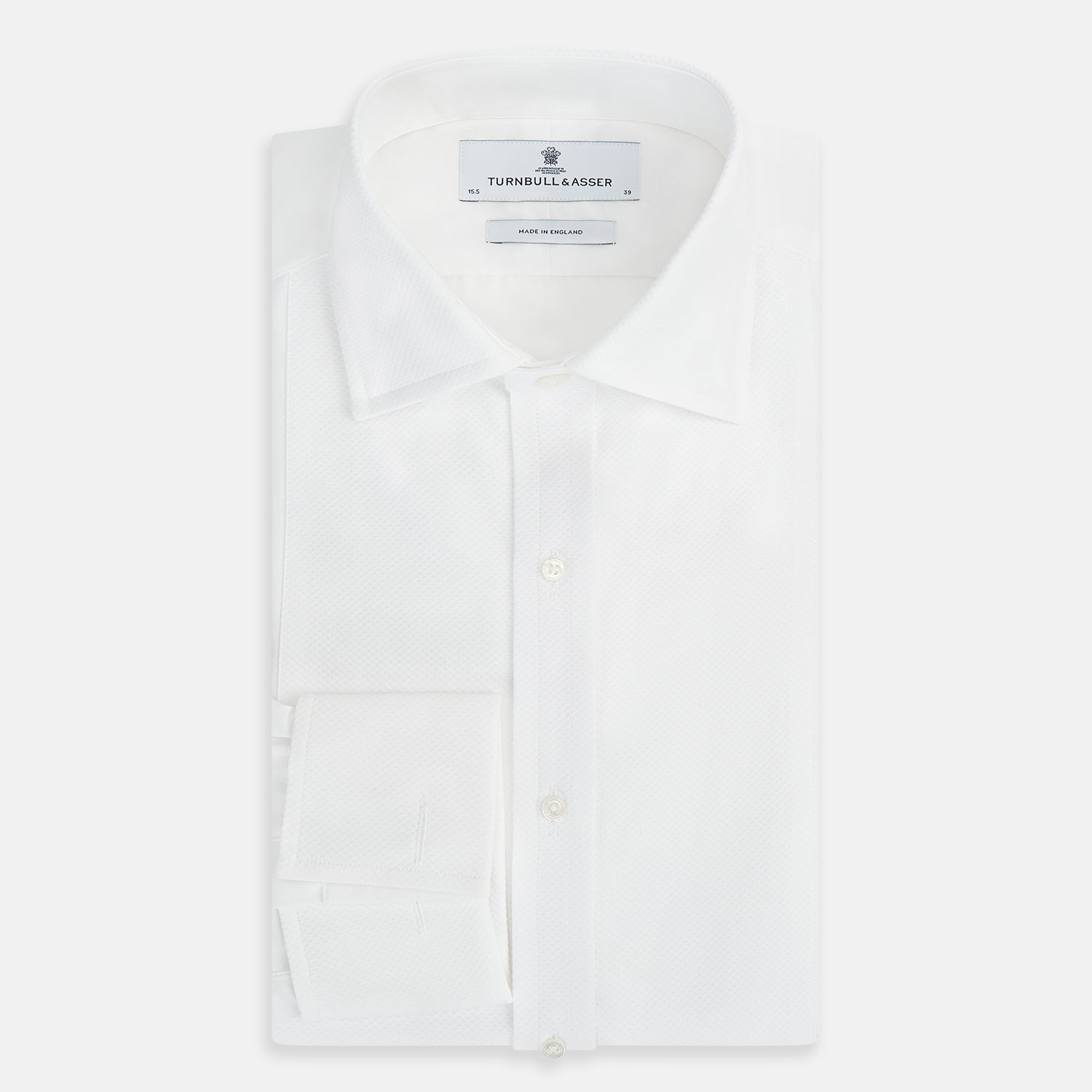 View 5 of product Tailored Fit White Marcella Front Shirt with Kent Collar and Double Cuffs