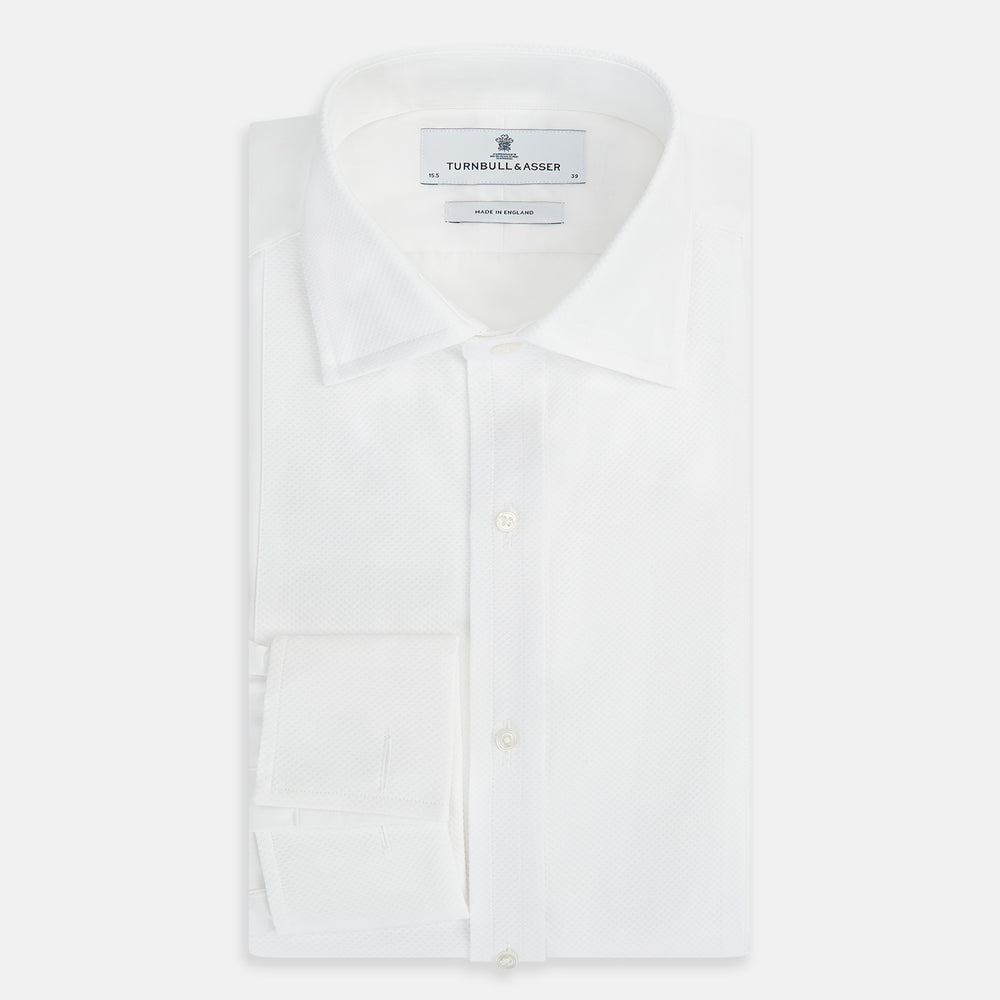 Tailored Fit White Marcella Front Shirt with Kent Collar and Double Cuffs