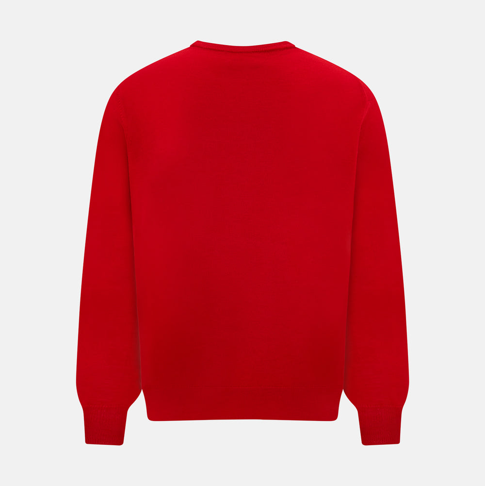 Red Merino Round Neck Jumper
