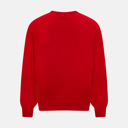 Red Merino Round Neck Jumper Image 2