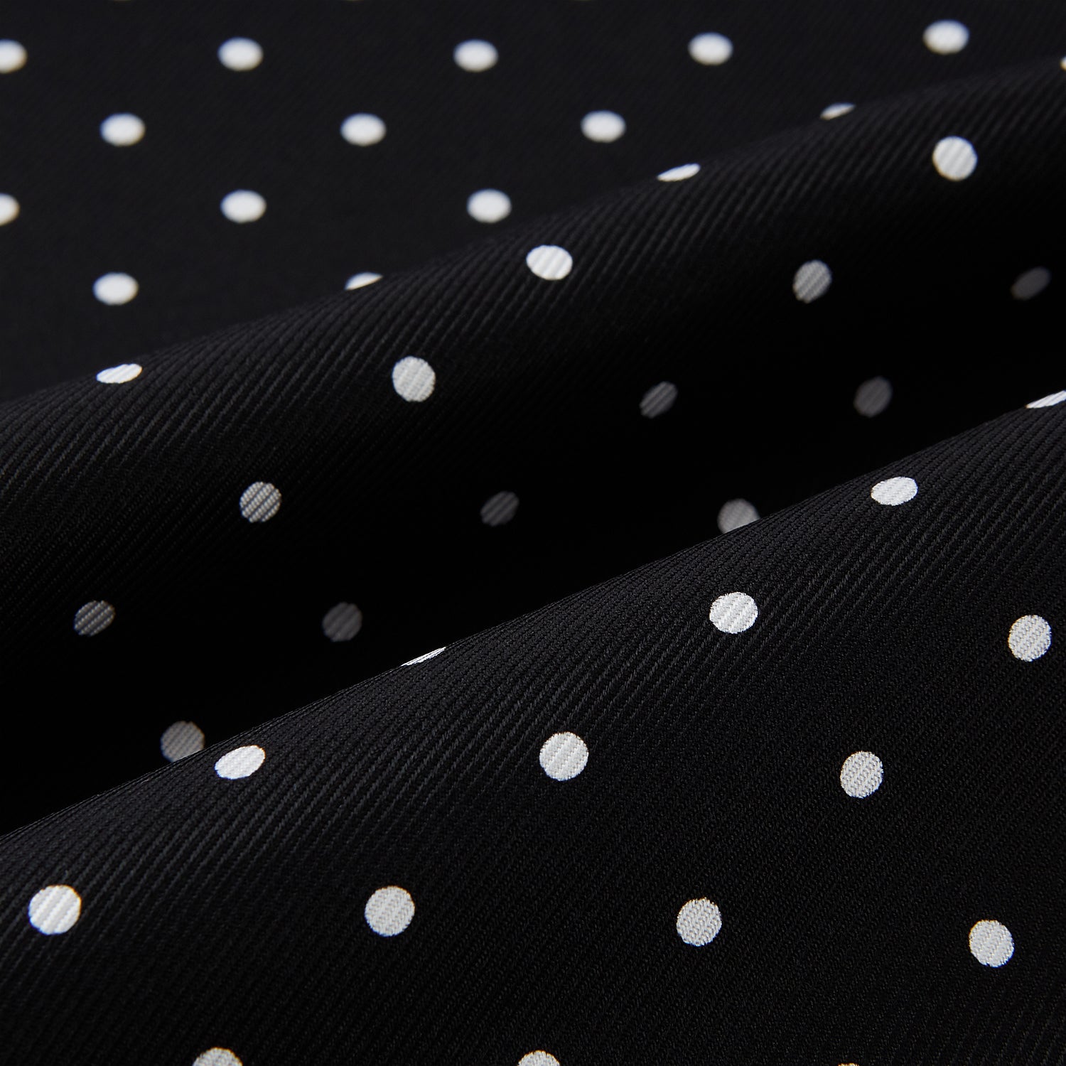 View 3 of product Black and White Spotted Silk Scarf with Fringes