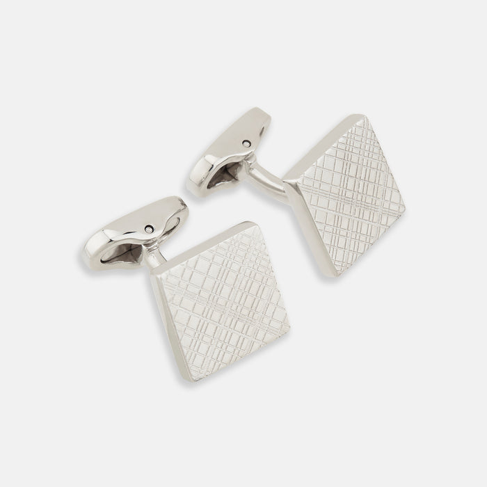 Silver Grid Square Cufflinks