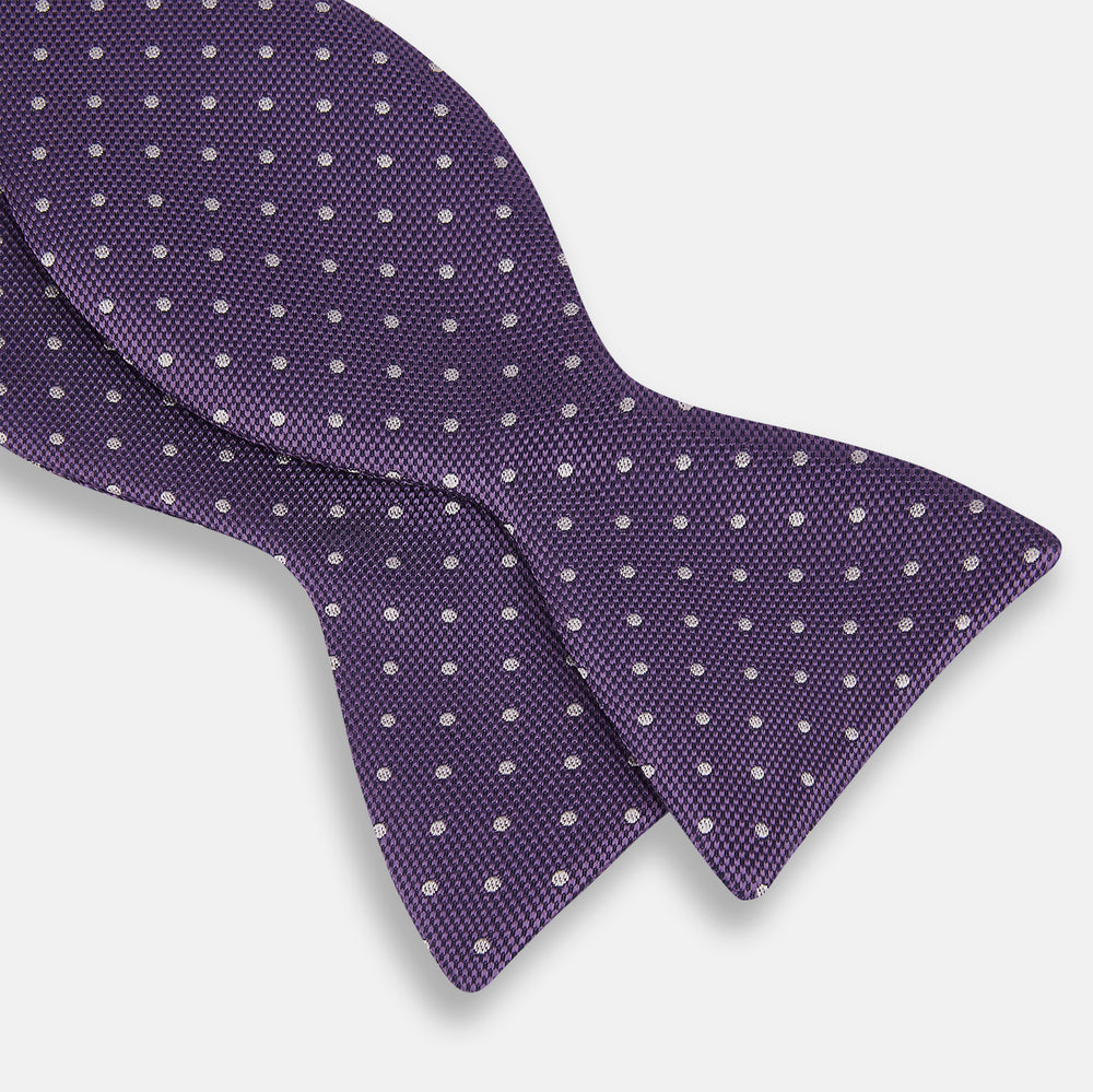 Lilac and Royal Purple Micro Dot Silk Bow Tie