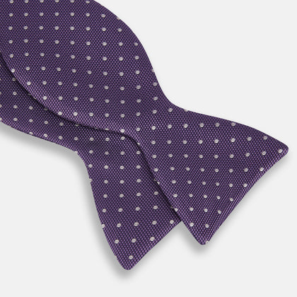 Lilac and Royal Purple Micro Dot Silk Bow Tie Image 2