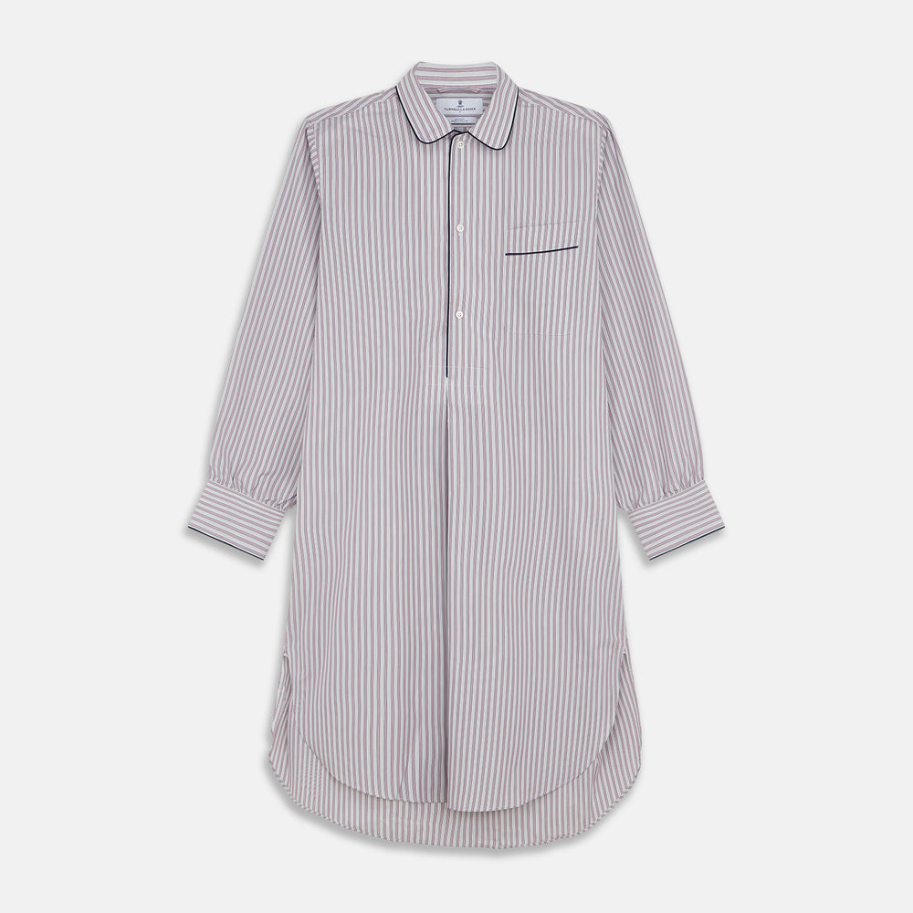 Red and Blue Multi Stripe Cotton Sussex Nightshirt