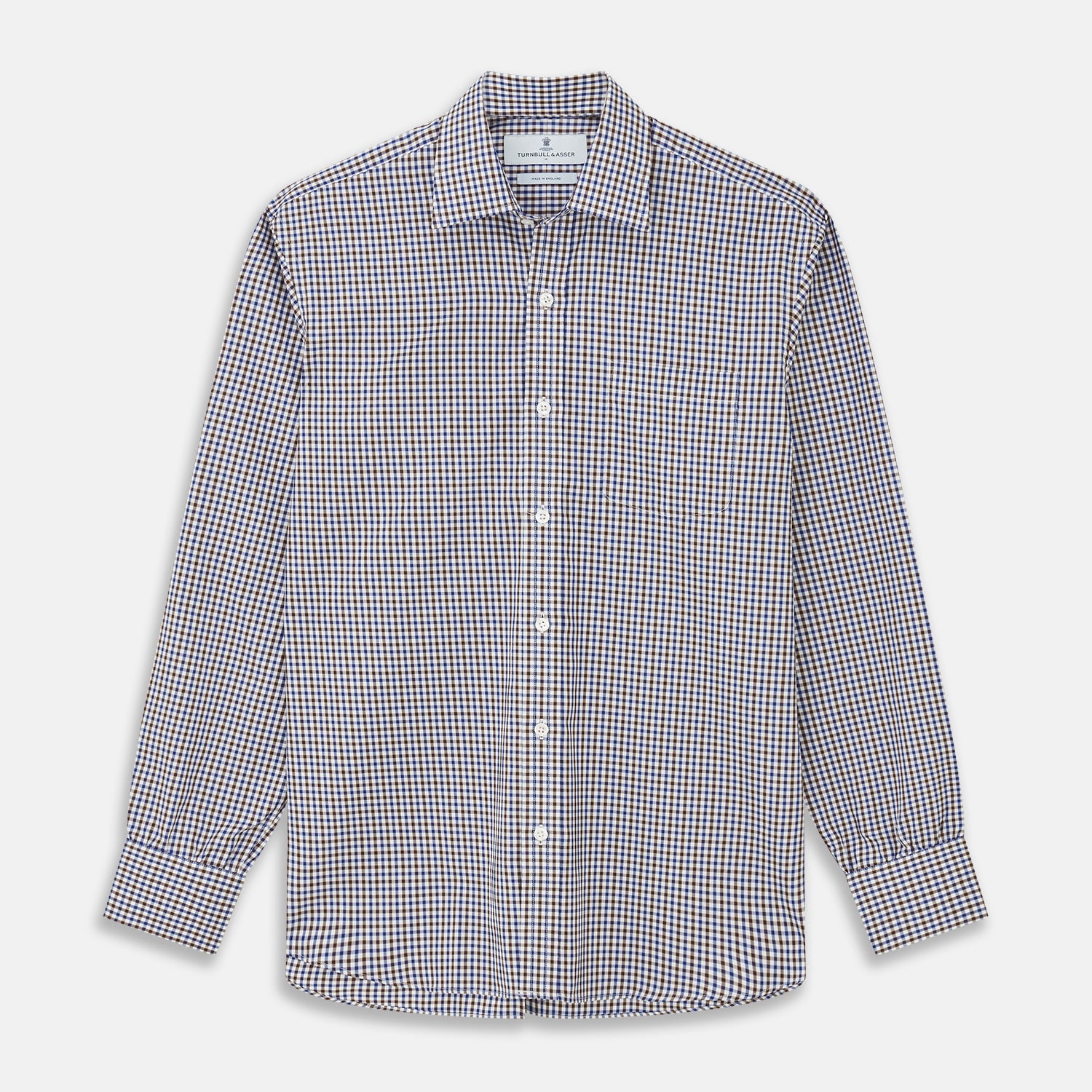 View 1 of product Brown and Blue Cotton Multi Check Weekend Fit Finch Shirt