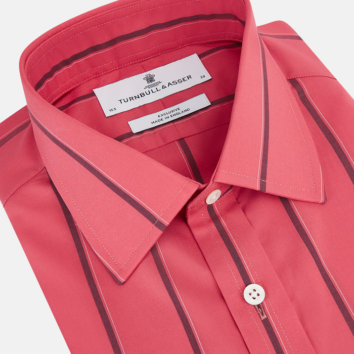 Coral Red Track Stripe Mayfair Shirt Image 1