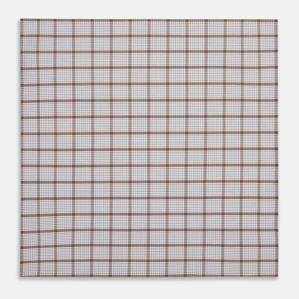 Hand Rolled Brown Overlay Check Handkerchief