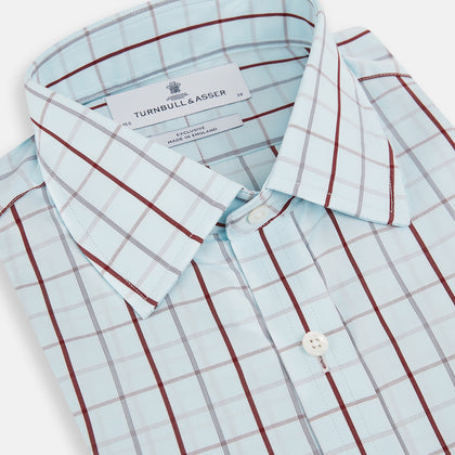 Burgundy Combination Check Mayfair Shirt Image 1