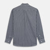 View 5 of product Navy Multi Stripe Weekend Fit Wool Shirt with Derby Collar and 1 Button Cuffs
