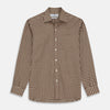 View 1 of product Brown Check Weekend Fit Shirt with Derby Collar and 1-Button Cuffs