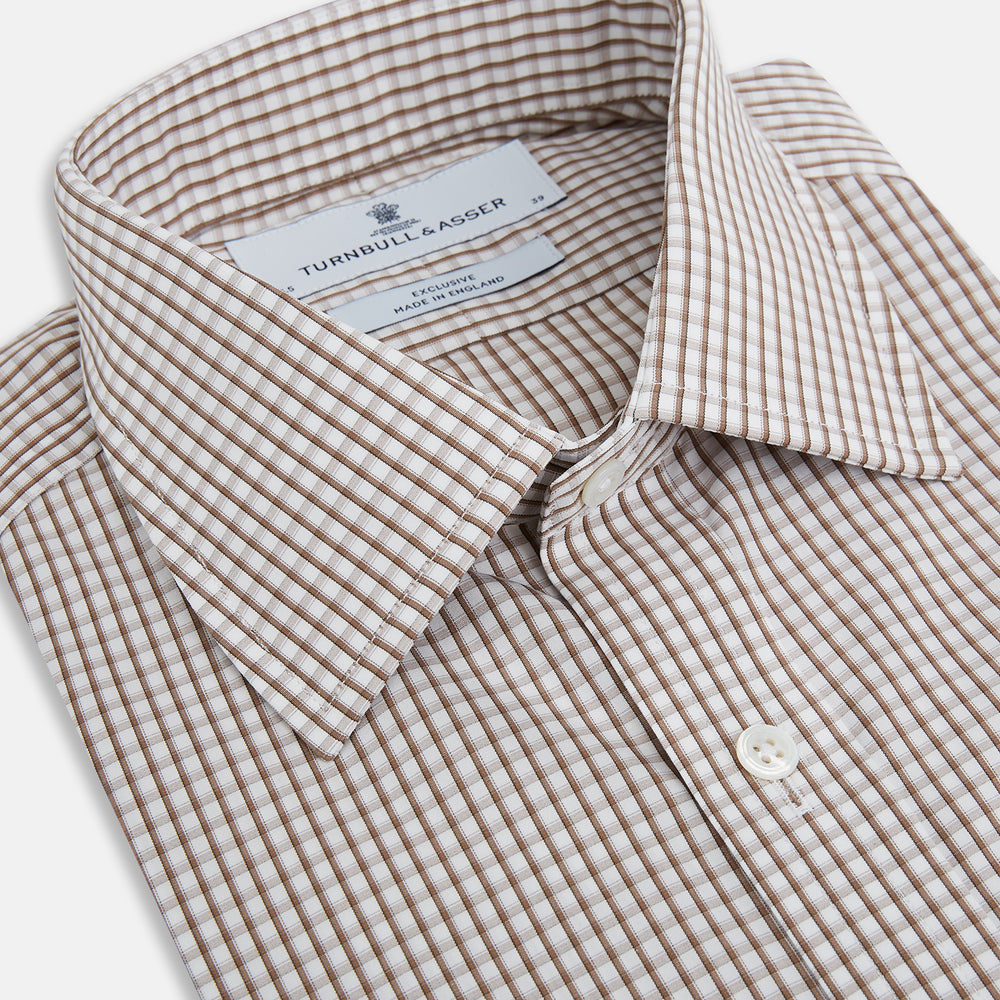 Coffee Micro Shadow Check Mayfair Shirt