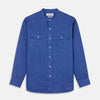 View 2 of product Plain Indigo Linen Weekend Fit Shirt with Stand Collar