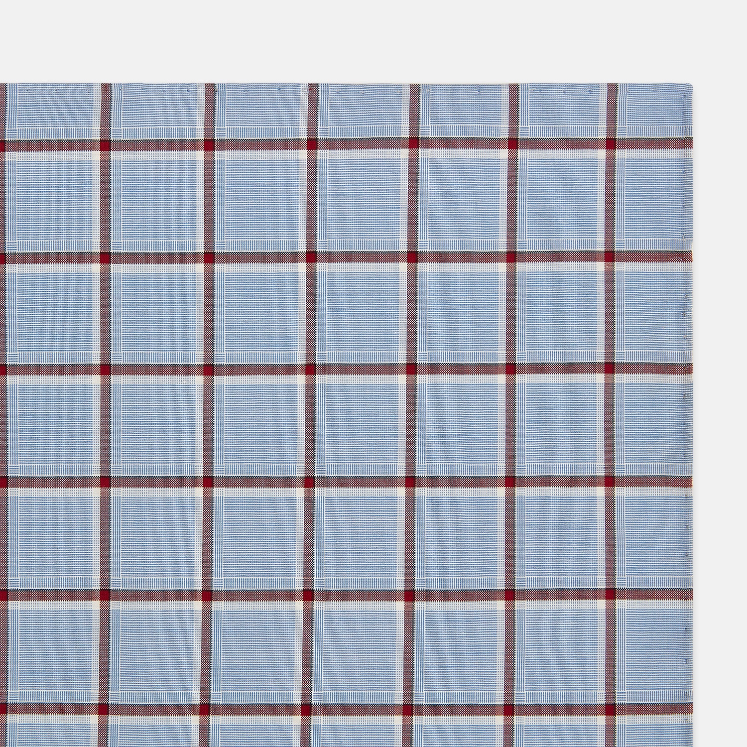 View 3 of product Blue and Burgundy Windowpane Check Hand-Rolled Handkerchief