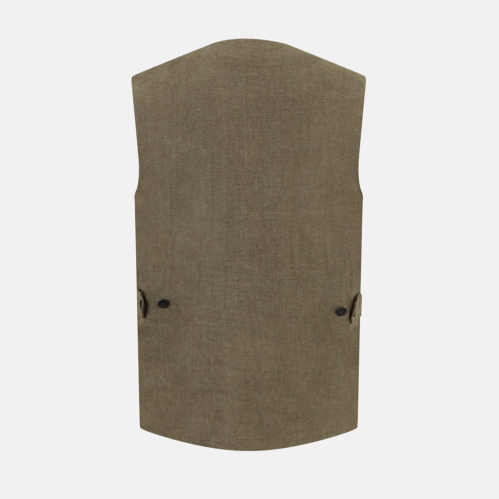 Olive Linen Twill Waistcoat