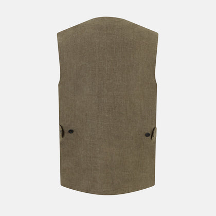 Olive Linen Twill Waistcoat Image 2