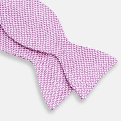 Pink and White Hounstooth Silk Bow Tie Image 2