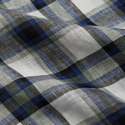 Green Multi Check Linen Holiday Fit Winnington Shirt Image 2