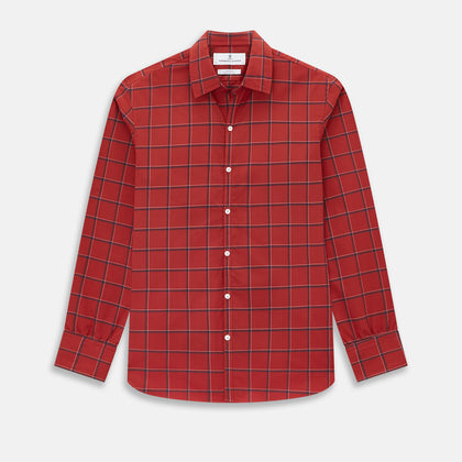 Dark Red Grid Check Windsor Shirt